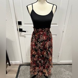 Floral Mesh Midi Skirt